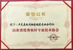 2020年6月，授予平邑县九间棚金银花专业合作社山东省优秀农村专业技术协会